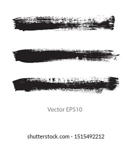 brush strokes watercolor background. Vector black paint
