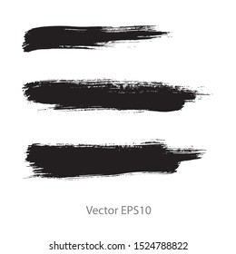 brush strokes watercolor background. Vector black paint