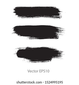 brush strokes watercolor background. Vector black paint