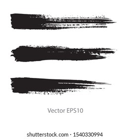 brush strokes watercolor background. Vector black paint