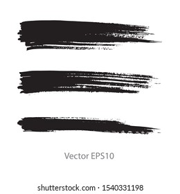 brush strokes watercolor background. Vector black paint