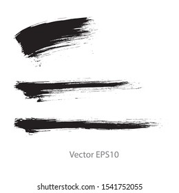 brush strokes watercolor background. Vector black paint