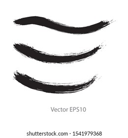 brush strokes watercolor background. Vector black paint