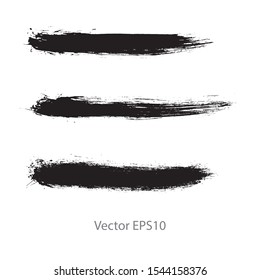 brush strokes watercolor background. Vector black paint