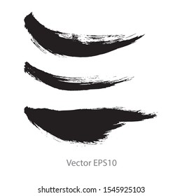 brush strokes watercolor background. Vector black paint