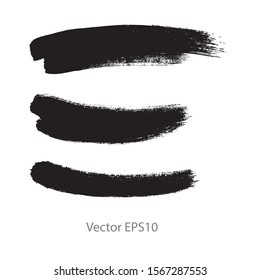 brush strokes watercolor background. Vector black paint