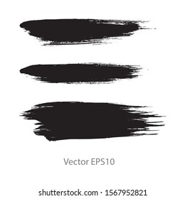 brush strokes watercolor background. Vector black paint