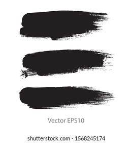 brush strokes watercolor background. Vector black paint