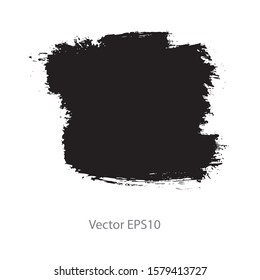 brush strokes watercolor background. Vector black paint