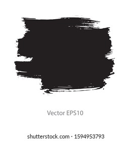 brush strokes watercolor background. Vector black paint