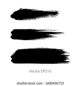 brush strokes watercolor background. Vector black paint