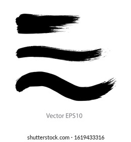 brush strokes watercolor background. Vector black paint