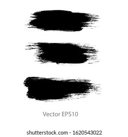 brush strokes watercolor background. Vector black paint