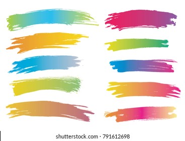 Brush strokes watercolor. Set of ten colorful Brush strokes. Vector available. 