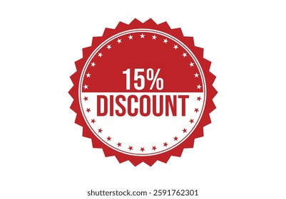 Brush style 15% discount red banner design isolated on white background.
