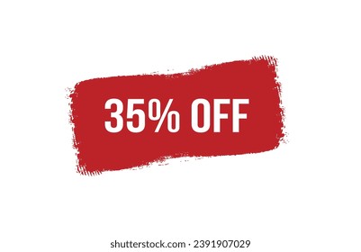 Brush style 35% off red banner design on white background.