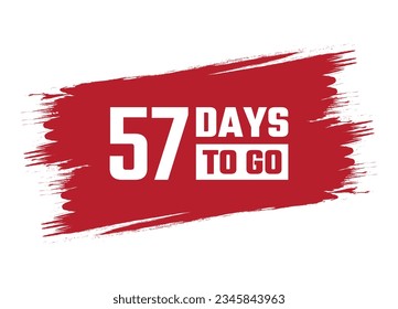 Brush style 57 days to go red vector banner illustration isolated on white background