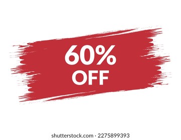 Estilo del pincel 60% de la ilustración del banner del vector rojo aislado en fondo blanco