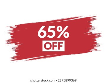Brush style 65% off banner vector design illustration