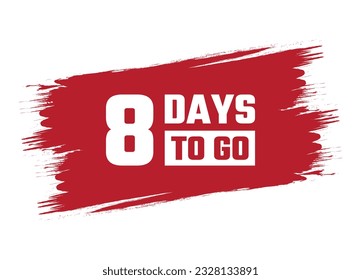 Estilo de pincel 8 días para ir ilustración de banner de vector rojo aislado en fondo blanco