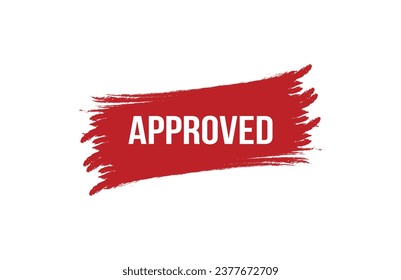 Brush style Approved red banner design on white background.