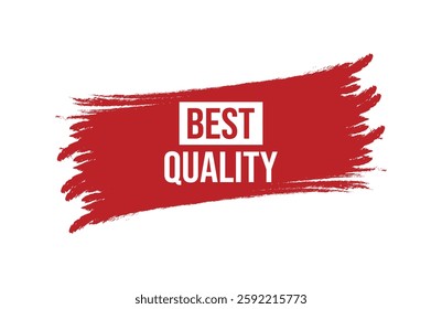 Brush style best quality red banner design isolated on white background.