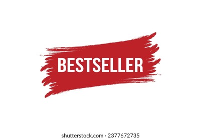 Brush style Bestseller red banner design on white background.