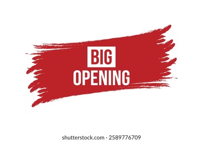Brush style big opening red banner design isolated on white background.