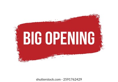 Brush style big opening red banner design isolated on white background.