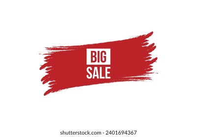 Brush style big sale red banner design on white background.