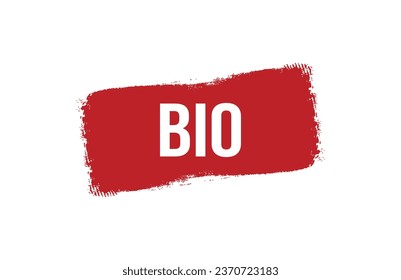 Brush style Bio red banner design on white background.