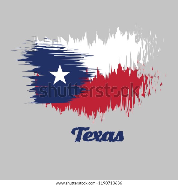 Brush style color flag of\
Texas, blue containing a single centered white star. The remaining\
field is divided horizontally into a white and red bar. with text\
Texas.