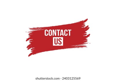 Brush style contact us red banner design on white background.