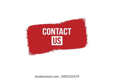 Brush style contact us red banner design on white background.