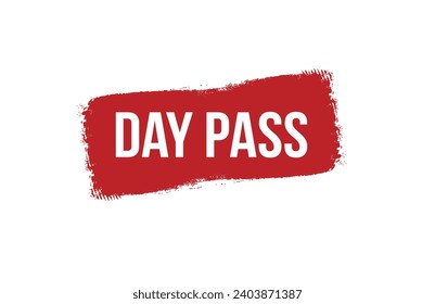 Brush style Day Pass red banner design on white background.