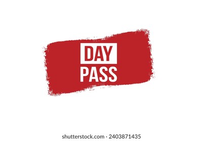 Brush style Day Pass red banner design on white background.