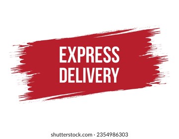Brush style express delivery red vector banner illustration isolated on white background