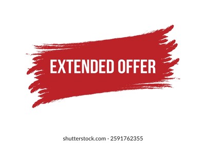 Brush style extended offer red banner design isolated on white background.