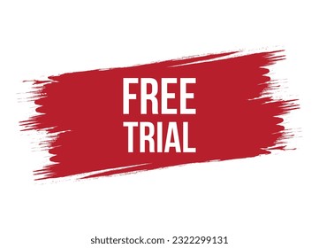 Brush style free trial red vector banner illustration isolated on white background