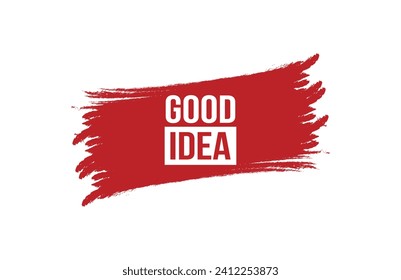 Brush style Good idea red banner design on white background.