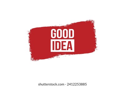 Brush style Good idea red banner design on white background.