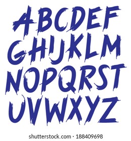 Brush Style Hand Drawn Blue Font Abc
