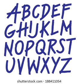 Brush Style Hand Drawn Blue Font Abc
