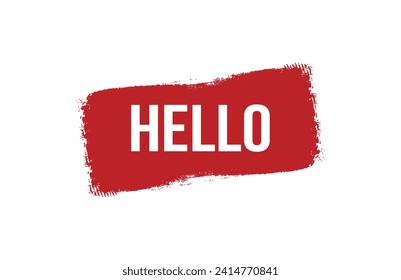 Brush style hello red banner design on white background.
