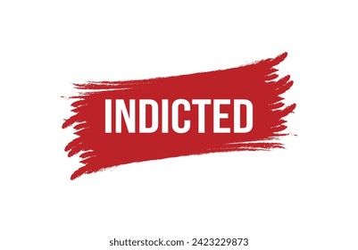 Brush style Indicted red banner design on white background.