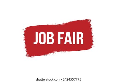 Brush style Job Fair red banner design on white background.