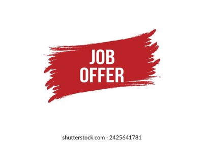 Brush style job offer red banner design on white background.