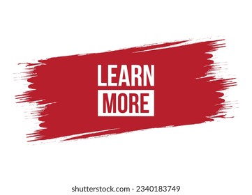 Brush style learn more red vector banner illustration isolated on white background