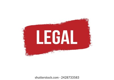 Brush style legal red banner design on white background.