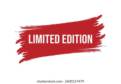 Brush style limited edition red banner design isolated on white background.
